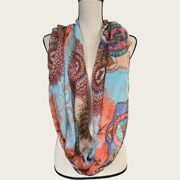 Colorful Mandala Pattern Infinity Scarf - Picture 2 of 3